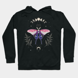 Genderfluid Luna Moth Celestial Cottagecore LGBT Pride Flag Hoodie